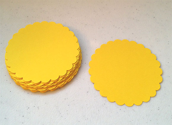 Bright Yellow Scalloped Circles 3.5 Inches Set Of 25